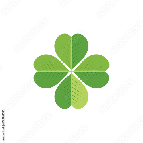 Green four leaf clover graphic vector design isolated, luck symbol
