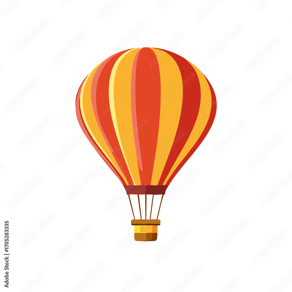 Naklejka premium Vibrant red and yellow striped hot air balloon vector illustration for air travel