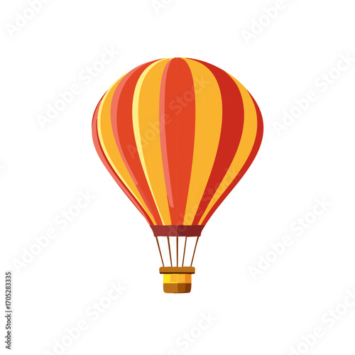 Vibrant red and yellow striped hot air balloon vector illustration for air travel