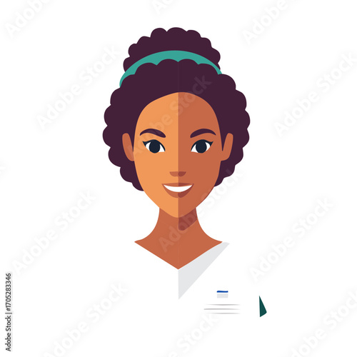 African American woman portrait as healthcare worker, nurse or doctor icon