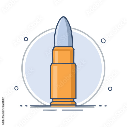 Isolated Bullet Cartoon Illustration for Ammunition Firearm Defense Design