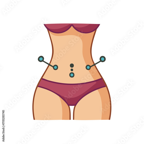 Acupuncture points on female body flat illustration for health and wellness