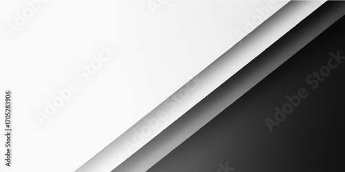 Abstract metallic silver background with a blank paper curl design and a subtle shadow for a modern business template