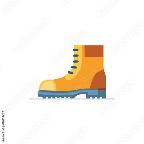 Sturdy Work Boot Icon Flat Design Illustration Durable Outdoor Hiking Footwear Element