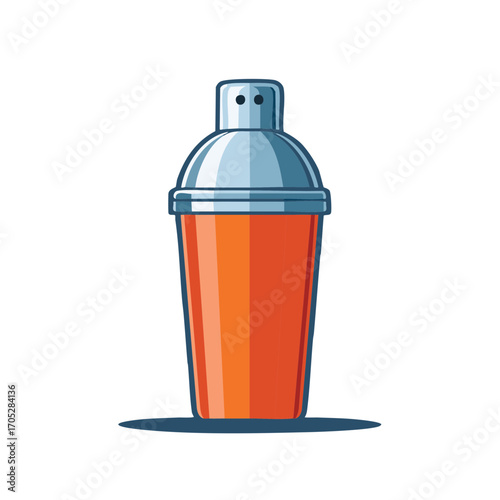 Illustration of Cocktail Shaker for Mixing Drinks, Preparing Mixed Alcoholic Beverages, Home Bar Equipment