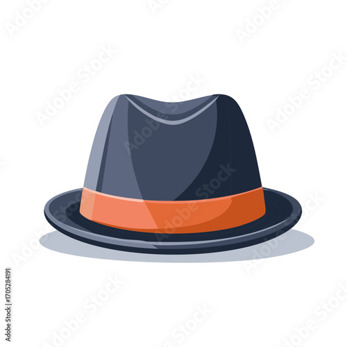 Stylish Gray Fedora Hat with Orange Band