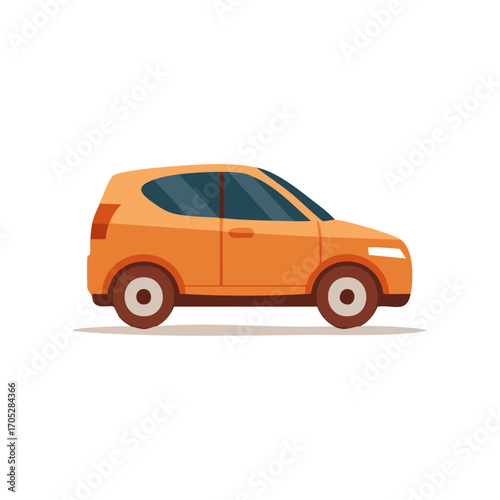 Orange Compact SUV Vehicle Side View Flat Illustration