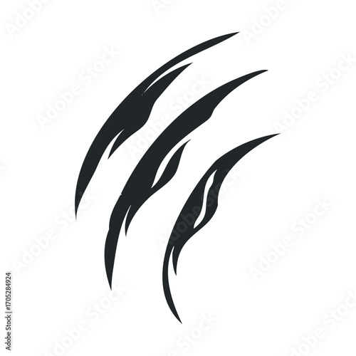 Three dark claw marks are shown on a white background.
