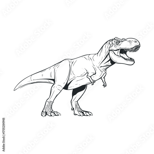  A fierce Tyrannosaurus Rex roaring with its mouth open.
