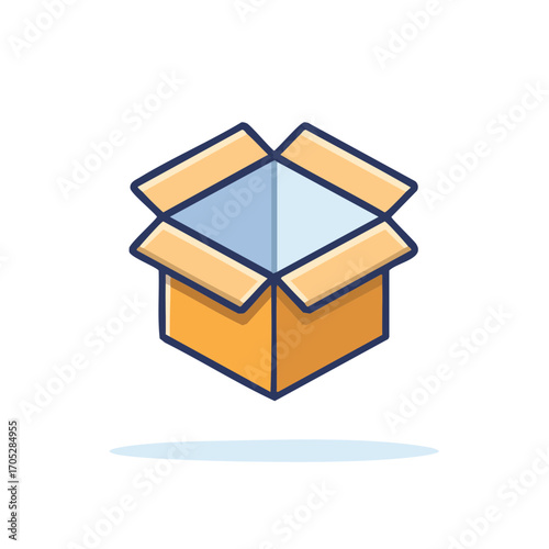 Simple open cardboard box illustration icon for delivery and shipping