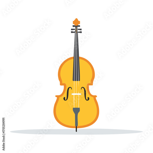 Isolated Yellow Cello Illustration on White Music Performance Instrument