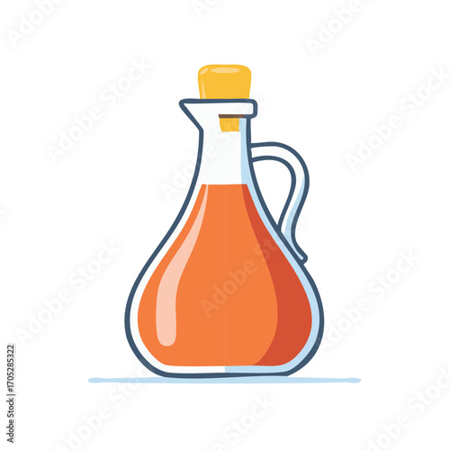 Orange Liquid Filled Glass Bottle with Cork Stopper Isolated on White Background