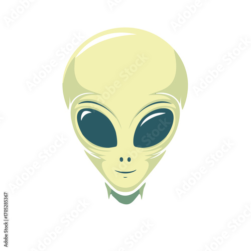Friendly Extraterrestrial Head Design in Pastel Colors with Large Black Eyes