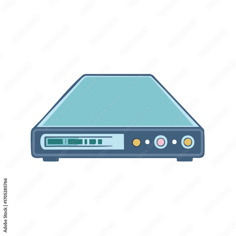 Obraz premium Stylized Media Server Box in Blue Gray Palette with Light Display and Multiple Round Buttons