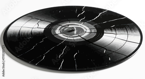 Shattered melodies: a damaged vinyl record reflecting the fragility of musical memories