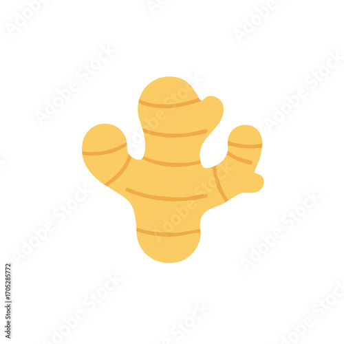 Flat design ginger root icon for healthy food, spice, natural medicine concepts