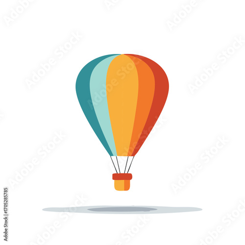 Colorful Hot Air Balloon Floating in the Air Flat Vector Illustration