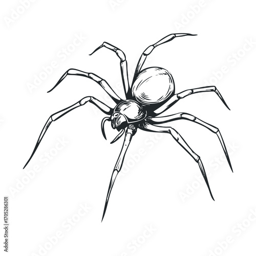 A detailed, realistic sketch of a spider.