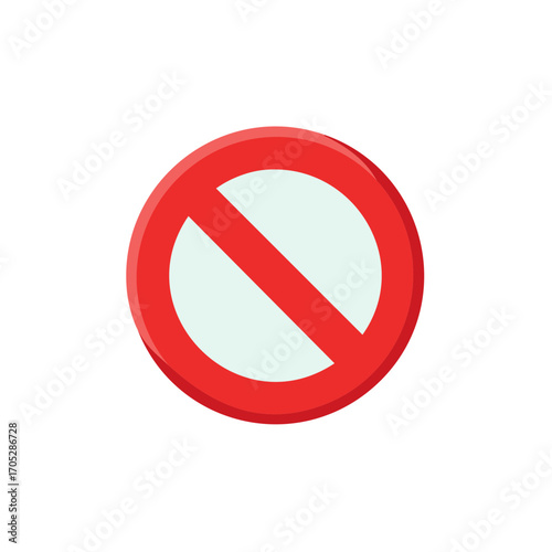 Red prohibition sign icon. Isolated illustration, stop symbol, warning.