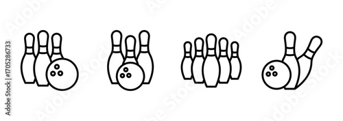 Bowling icon vector. bowling ball and pin sign and symbol.