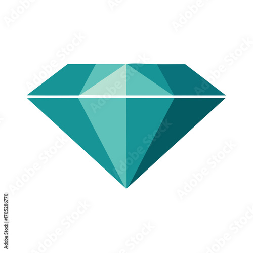 Geometric Diamond Flat Design Teal Colors Gemstone Luxury Precious Stone Jewel Symbol Icon Decoration Element