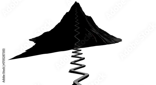 Zigzag path leading to mountain peak abstract representing challenging journey achievement