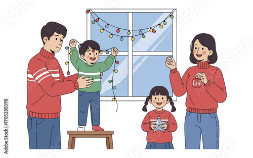 A Festive Family Decorates for Christmas with Warmth and Joy.