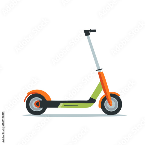 Vector illustration of a colorful electric scooter with orange and green details
