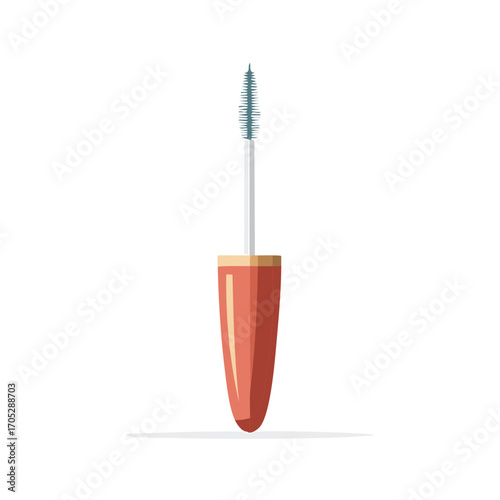 Elegant coral mascara wand and tube with a sleek brush for beautiful lashes