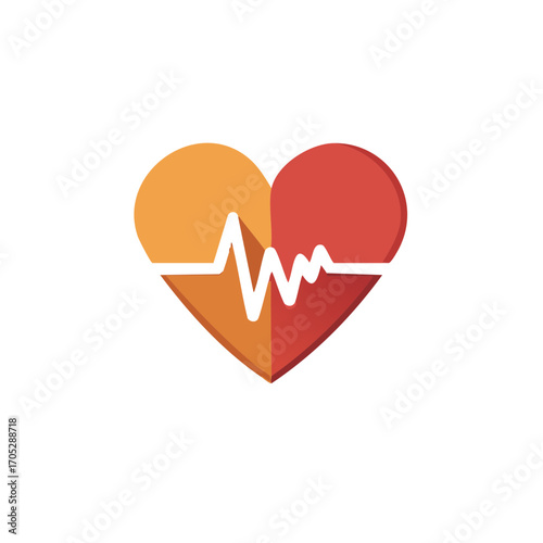 Heart Shape with EKG Rhythm in Vibrant Colors Simple Medical Icon Symbol