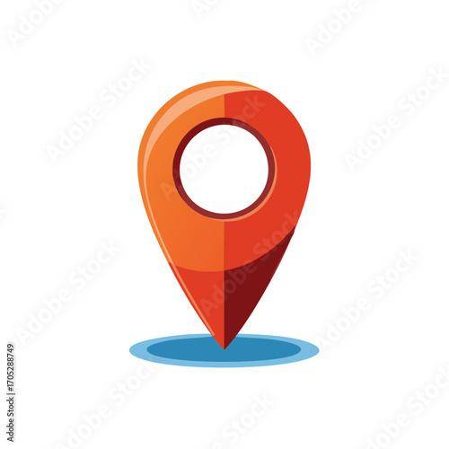 Red Orange Map Pin Location Marker With Blue Shadow Illustration