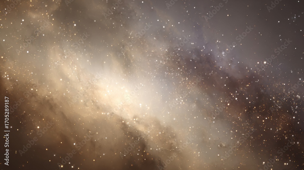 Obraz premium Golden Galaxy: Shimmering Stars and Nebulae in Deep Space