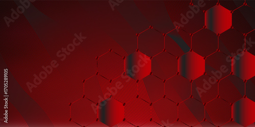 Abstract high resolution free radical molecular illustration of red faded hexagonal/geometric layered design background with copy space, perfect for Medical, Healthcare and Science and more.eps 10