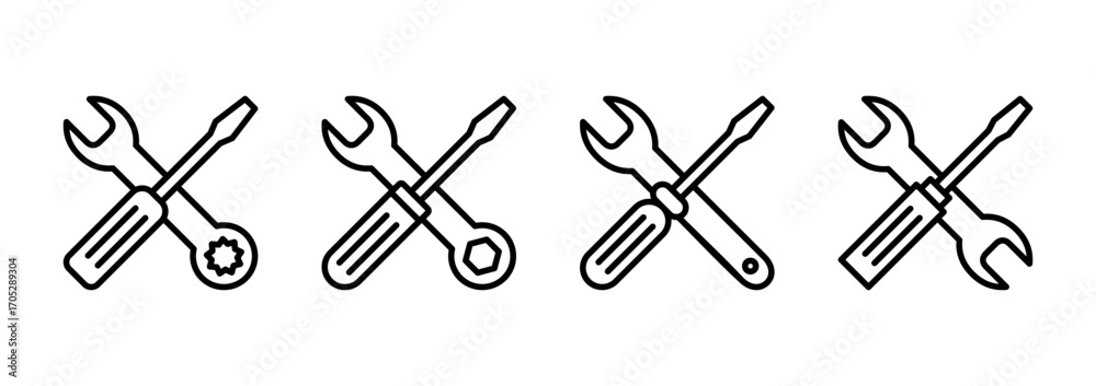 Obraz premium Repair tools icon vector. tool sign and symbol. setting icon. Wrench and screwdriver. Service