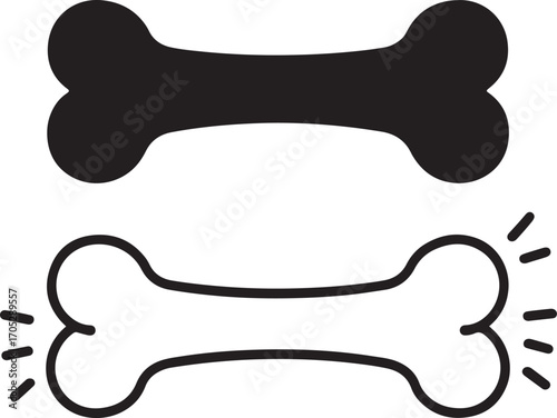 Two Dog Bone Silhouettes on Transparent Backdrop Pet Treat Outline Animal Snack Graphic