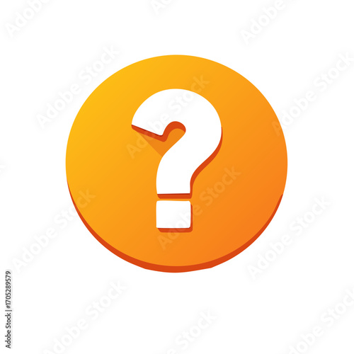 White Question Mark on Orange Circle Sign Illustration Graphic Design