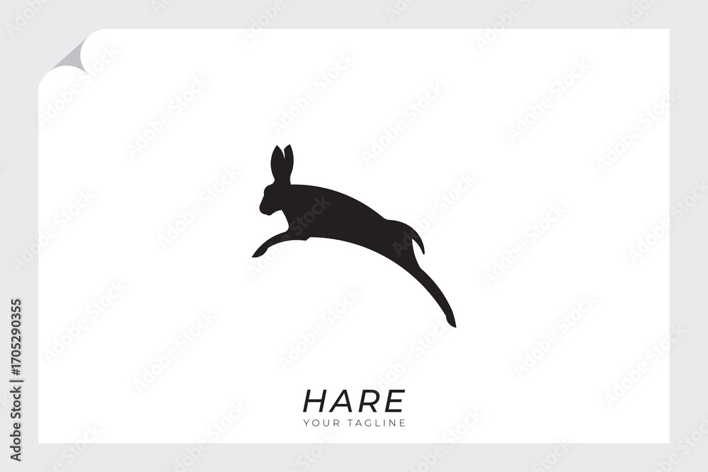 Naklejka premium Hare silhouette logo, hare logo with simple design