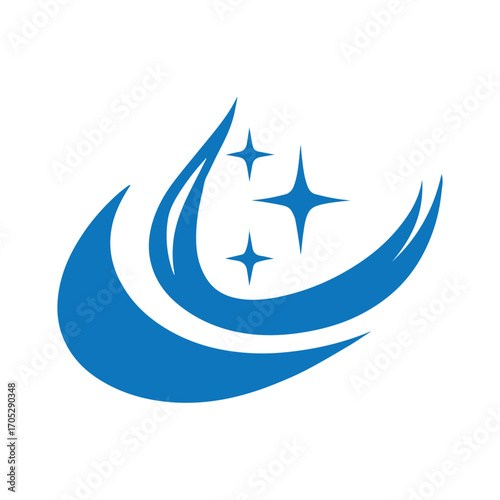 Simple modern cleaning vector icon with curve motion design for professional cleaning company
