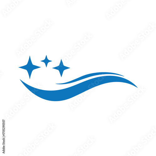 Professional janitorial and housekeeping logo design with clean elegant look and shining sparkle