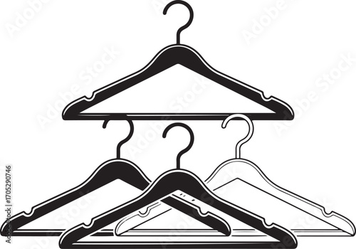 Dark Hangers for Clothes Organization and Storage Solutions in Wardrobes on Transparent