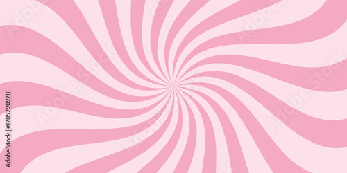 Candy pink spiral background. Strawberry ice cream pattern. Rose pastel pattern with smooth swirling curves. Soft, wavy, spiral design for banners, posters, templates. Abstract vector illustration.