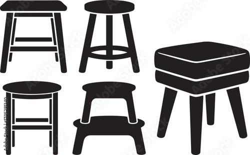 Stool Silhouettes Collection for Furniture Design and Interior Decor Projects Artwork