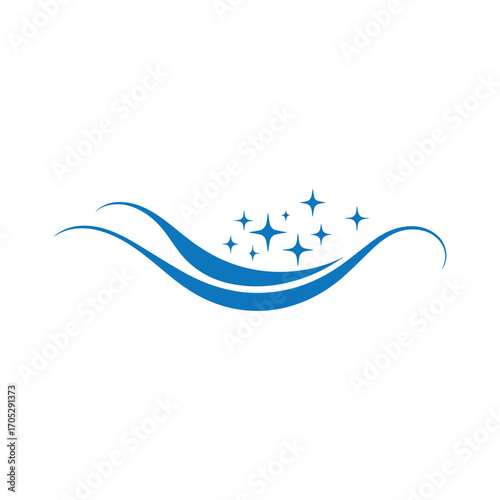 Clean professional janitorial logo featuring sparkle stars for spotless cleaning concept