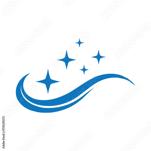 Modern cleaning brand logo with sweeping line motion for clean interior concept