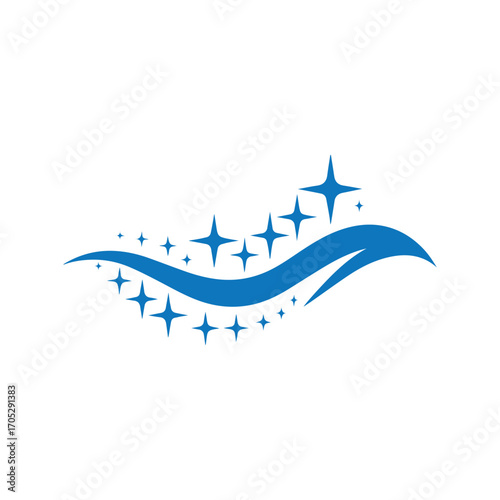 Sleek abstract mop symbol representing janitorial services, hygiene, and freshness