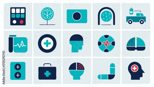 Medical and healthcare technology icons set