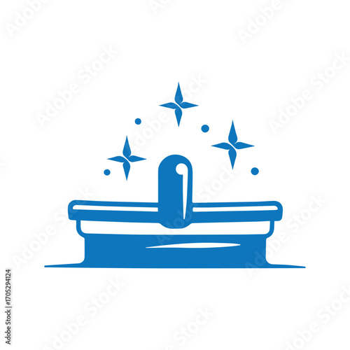 Shining spray bottle cleaning logo representing sanitation and spotless fresh result