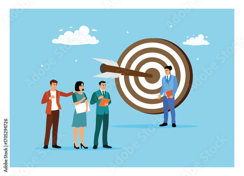 Business teams collaborate to achieve targets.