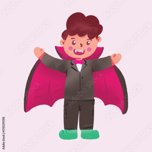 Illustration of an Halloween Character Vampire Kids