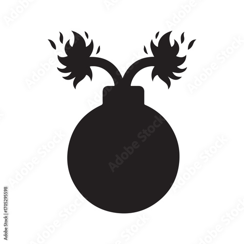 Bomb silhouette vector flat illustration on white background.